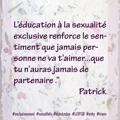 Texte L'éducation à la sexualité exclusive